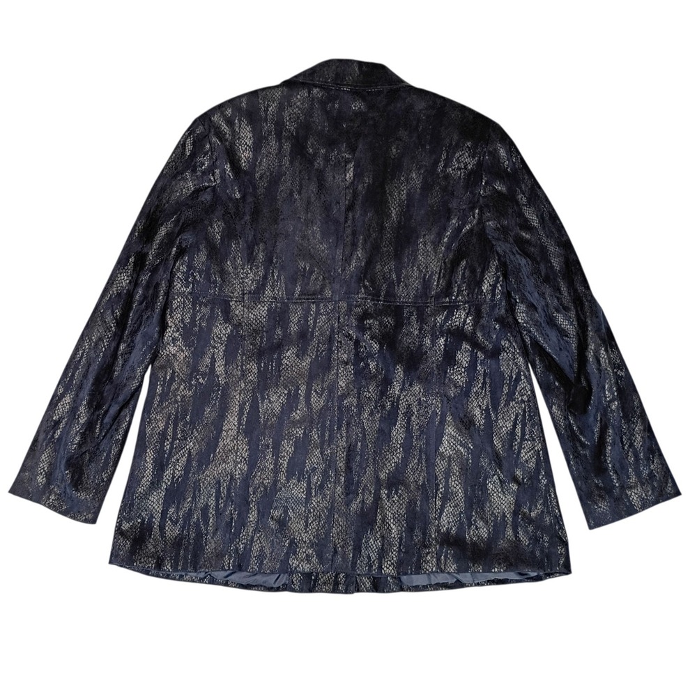 Erin London Textured‎ Snake Print Blazer Women's XL Navy Blue Velour Whimsigoth - Picture 9 of 10